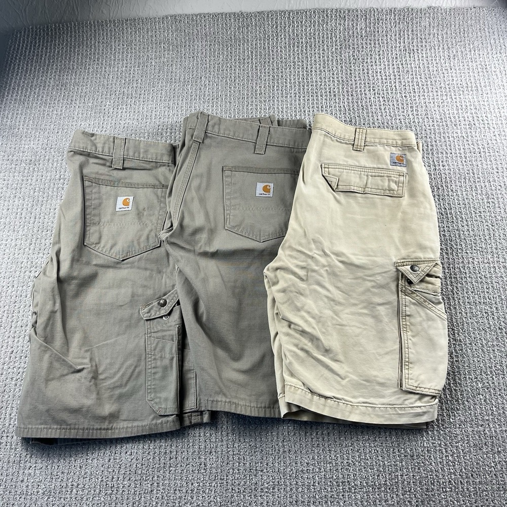 Carhartt Cotton Canvas Relaxed Fit Cargo Shorts Ripstop Work Men’s 36 Lot Of (3)